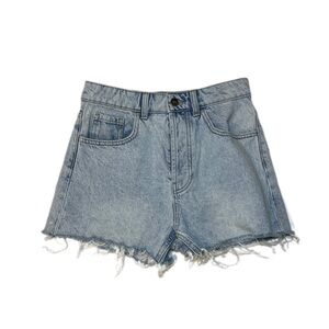 Zara Size 6 Light Wash Raw Hem High Waist Denim Jean Shorts